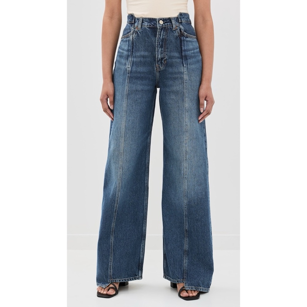 Reformation Cary High-Rise Wide Leg Jeans in Cabo Reworked Blue Denim